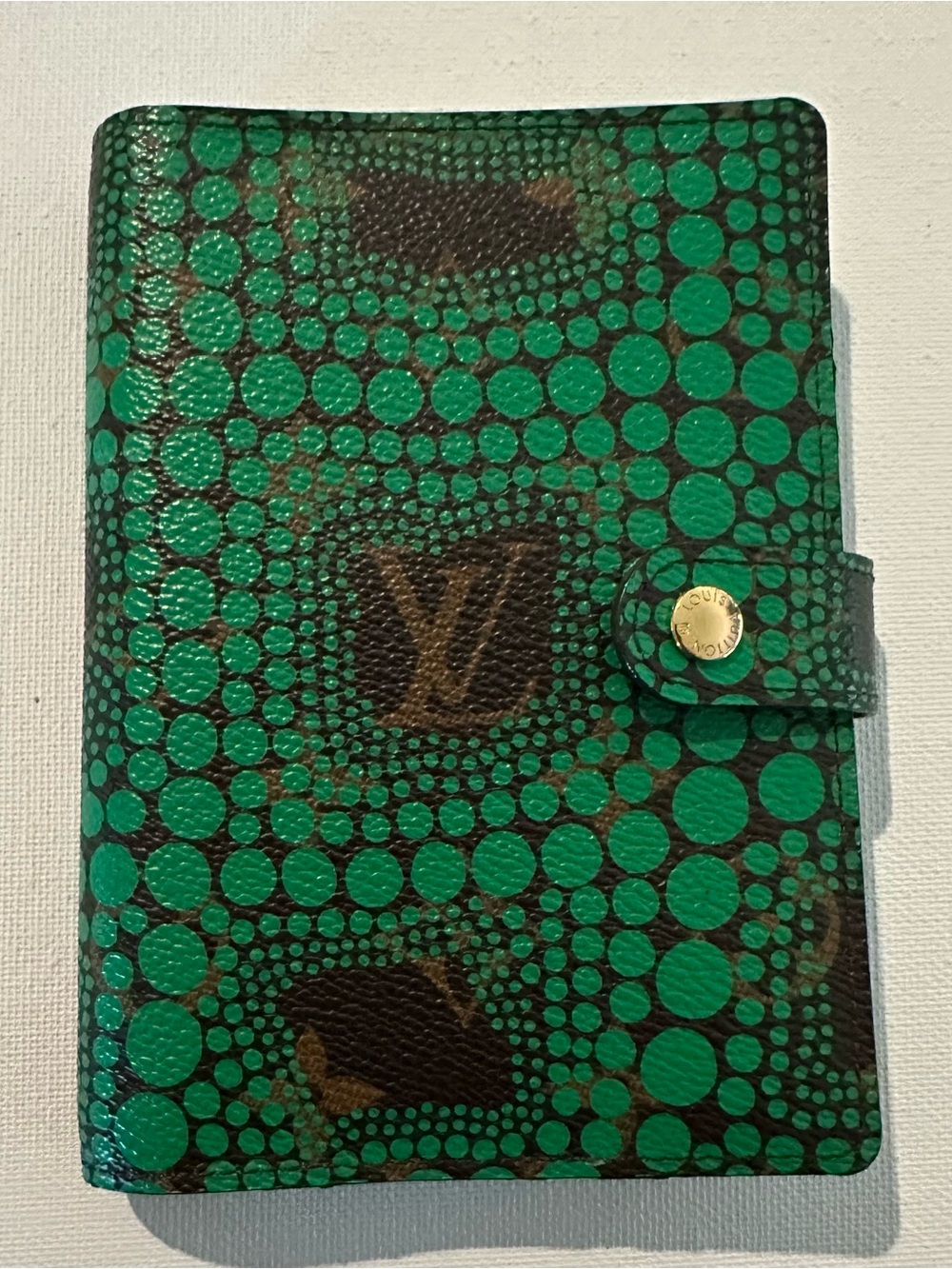 Louis Vuitton & Yayoi Kusama Green Pumpkin Dot Agenda cover, PM, like new
